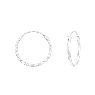 Silver Diamond Cut 16mm Ear Hoops