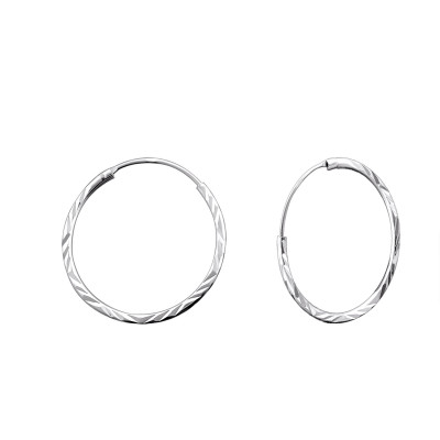 Silver Diamond Cut 20mm Ear Hoops