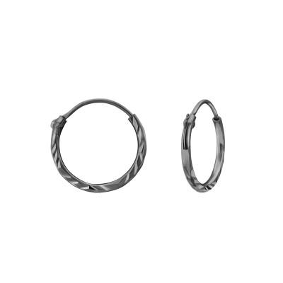 Silver Diamond Cut 12mm Ear Hoops