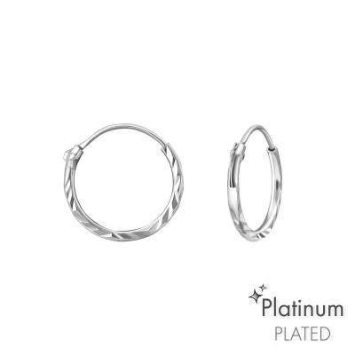 Silver Diamond Cut 12mm Ear Hoops