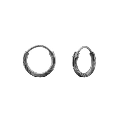 Silver Diamond Cut 8mm Ear Hoops