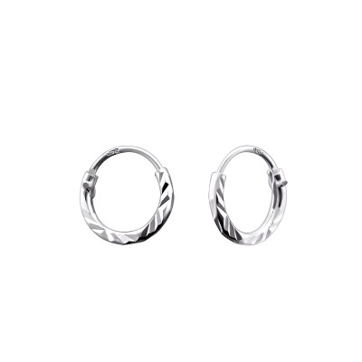 Silver Diamond Cut 8mm Ear Hoops