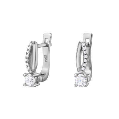 Silver Sparkling Huggies with Cubic Zirconia