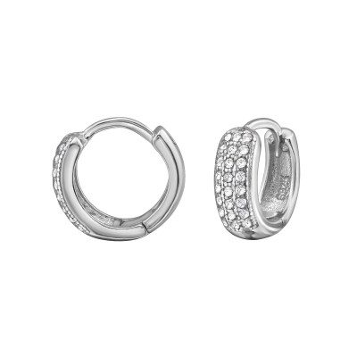 Huggies 13mm Sterling Silver Ear Hoops with Cubic Zirconia