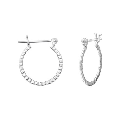 Silver Patterbed 18mm Ear Hoops