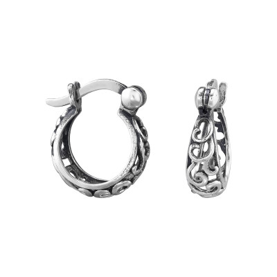 Filigree Sterling Silver Ear Hoops