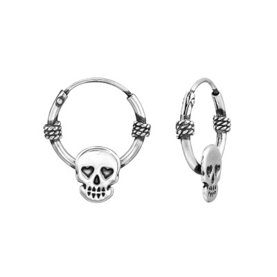 Skull Sterling Silver Ear Hoops