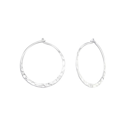 Hammered 19 mm Sterling Silver Ear Hoops