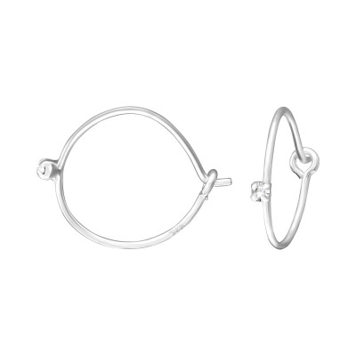 Silver Single Stone Ear Hoops