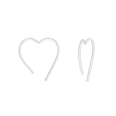 Heart Sterling Silver Ear Hoops