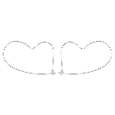 Silver Heart Shape Ear Hoops