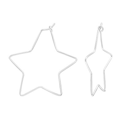 Silver Star Shape Ear Hoops