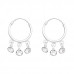 Silver Ear Hoops with Hanging Crystals