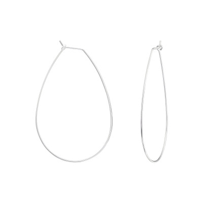 Silver Teardrop Ear Hoops