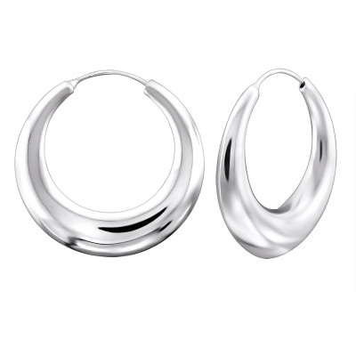 Wide Sterling Silver Ear Hoops