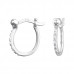 Pave Sterling Silver French Lock Ear Hoops with Cubic Zirconia 