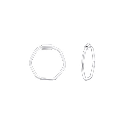 Silver Geometric Ear Hoops