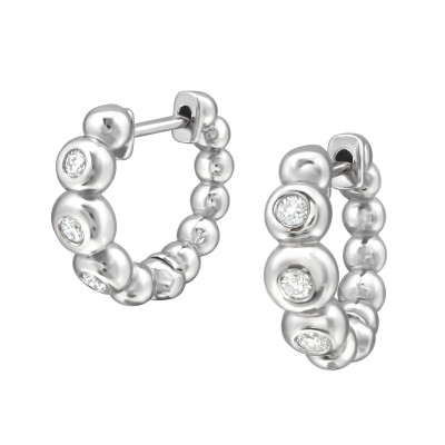16mm Sterling Silver Ear Hoops with Cubic Zirconia