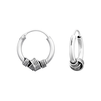 Silver 15mm Bali Hoops