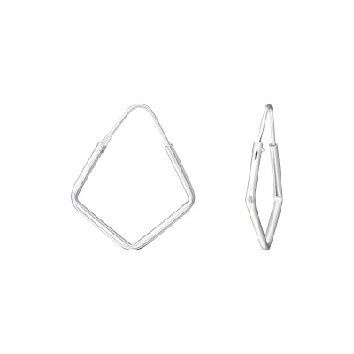 Silver Square 21mm  Ear Hoops