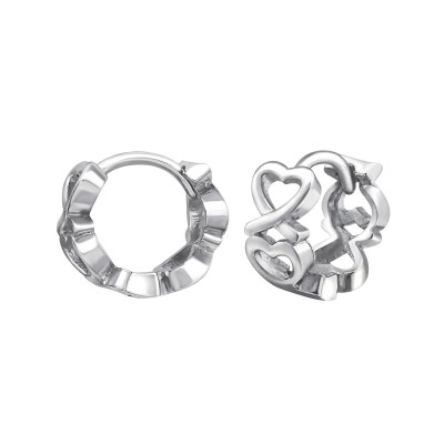 Heart Huggies Sterling Silver Ear Hoops