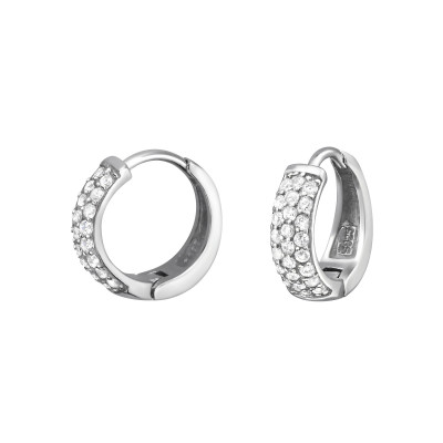 Huggies 13mm Sterling Silver Ear Hoops with Cubic Zirconia