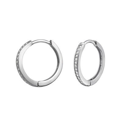 Huggies 16mm Sterling Silver Ear Hoops with Cubic Zirconia