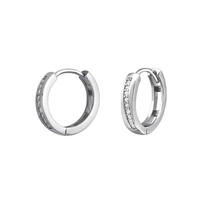 Huggies 13mm Sterling Silver Ear Hoops with Cubic Zirconia