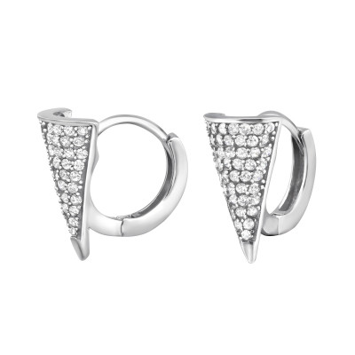 Triangle Huggies Sterling Silver Ear Hoops with Cubic Zirconia