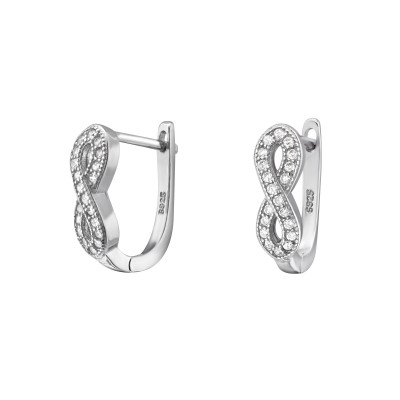 Infinity Huggies Sterling Silver Ear Hoops with Cubic Zirconia