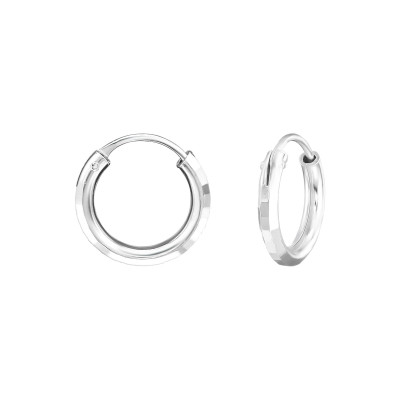 Silver Hammered 12mm Ear Hoops