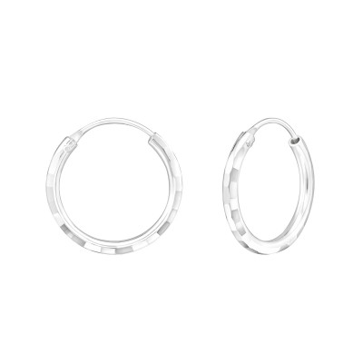 Silver Hammered 18mm Ear Hoops