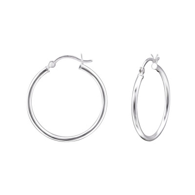 Silver 28mm Ear Hoops with French Lock