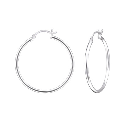 Silver 35mm Ear Hoops with French Lock