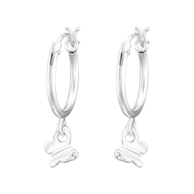 Butterfly Sterling Silver Ear Hoops