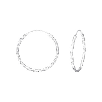 Silver Twisted 25mm Ear Hoops