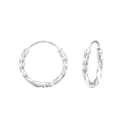 Silver Twisted 16mm Ear Hoops