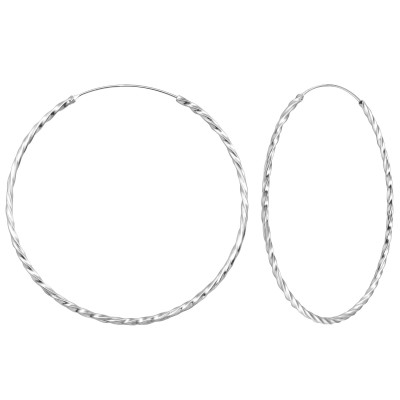 Silver Twisted 60mm Ear Hoops