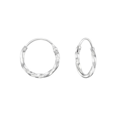 Silver Twisted 14mm Ear Hoops