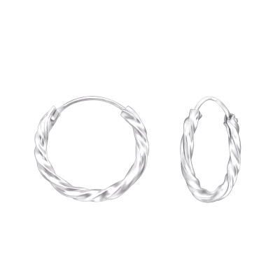 Silver Twisted 16mm Ear Hoops