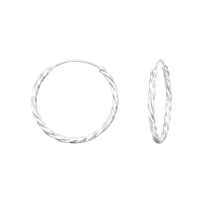 Silver Twisted 25mm Ear Hoops