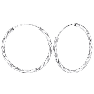 Silver Twisted 30mm Ear Hoops