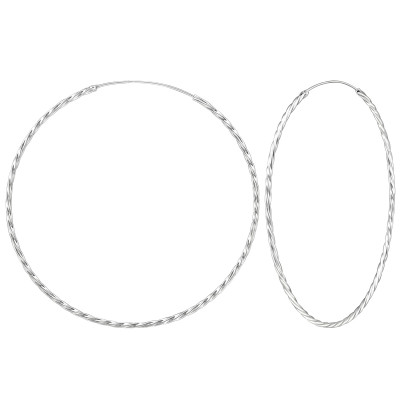 Silver Twisted 80mm Silver Ear Hoops