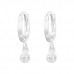 Sterling Silver Huggie Hoops with Dangling Cubic Zirconia