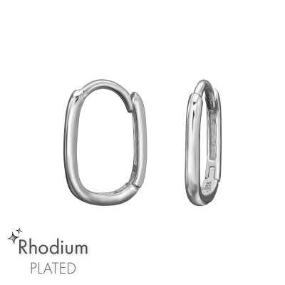 Sterling Silver Oval Huggie Hoops