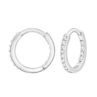 Sterling Silver Huggie Hoops with Cubic Zirconia