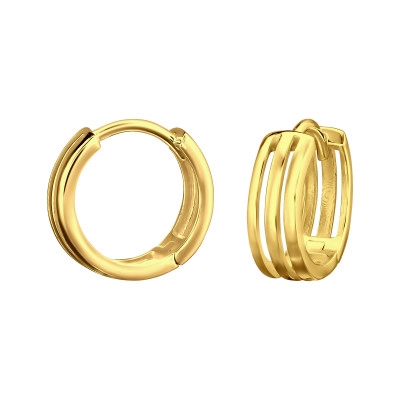 Triple Line Sterling Silver Huggie Hoops Triple Line Sterling Silver Huggie Hoops