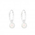 Silver Ear Hoops with Hanging Imitation Opal