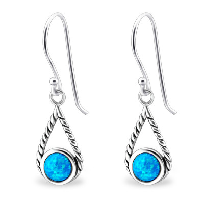 Tear Drop Sterling Silver Earrings with Opal