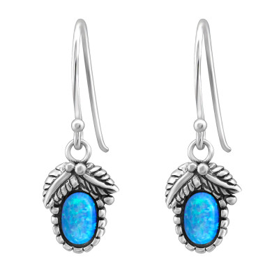 Silver Oval Earrings with Opal